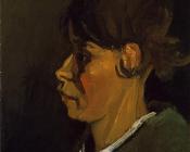 文森特 威廉 梵高 : 一个农妇的头像，左侧面